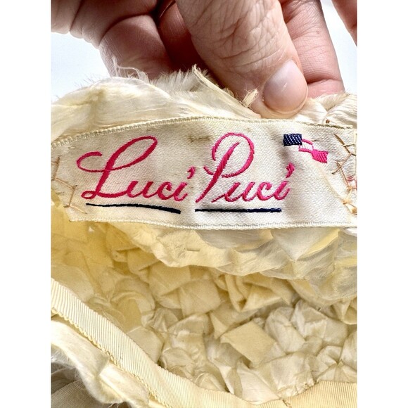 Vintage Ivory Satin Cocktail Hat‎ Luci Puci Floral Church Derby 1950s main image 13